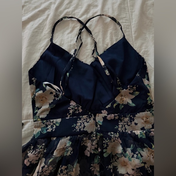 Lulus Cultivate Crushes Navy Floral Print Tiered Ruffled Midi Dress - Picture 9 of 10